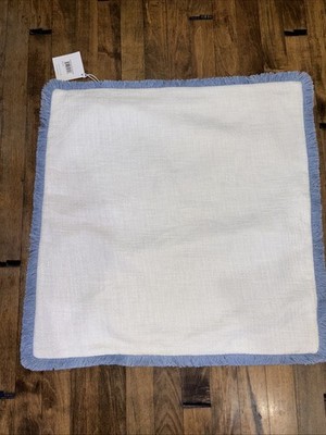 NEW Serena & Lily Ellis Pillow Cover 24x24 Cream/blue. Indoor Or Outdoor Darling