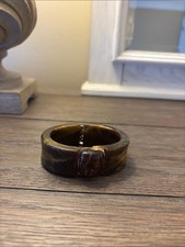 H&M Marbled Resin Hinged Bangle - Brown and Amber