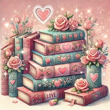 Book Diamond Art Kits for Adults, 5D Pink Diamond Painting Kits for Adult Beginn
