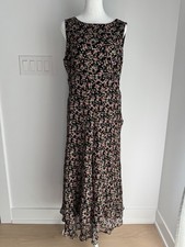 Vintage 90s Talbots Silk Dress Womens 14 Sleeveless Black Confetti Dots Lined