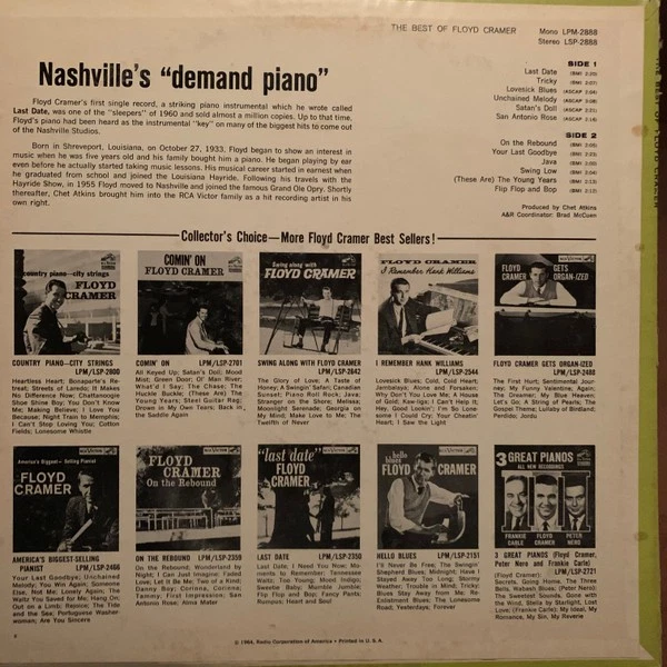 Floyd Cramer, The Best Of Floyd Cramer, (LP, Comp, Mono), VG, 3903853132 - Image 2 of 4