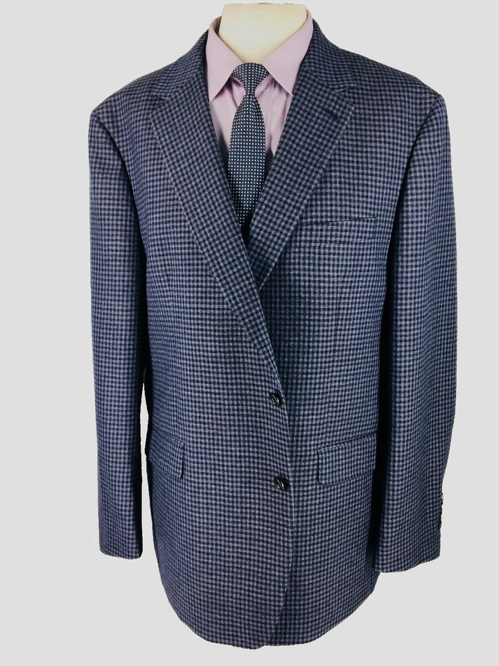 50L Hickey Freeman USA Mens Recent 2 Bttn Pure Wool Blazer Sport Coat Navy Gray - Image 3 of 4