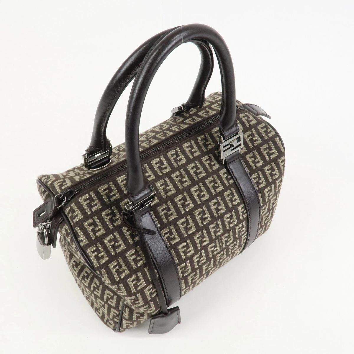 FENDI Zucchino Canvas Leather Handbag Boston Bag 8BL068 Women From Japan thumbnail 24