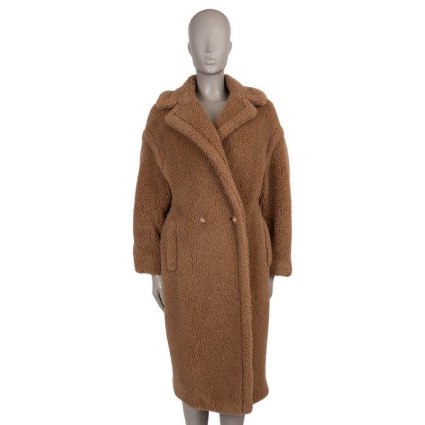 67231-1 Auth Max Mara Brown Camel Hair ICON TEDDY OVERSIZED Coat Jacke S