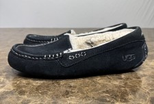 UGG Women's Ansley Suede Wool Loafer Comfort Slippers Size 7 Med, Black Suede