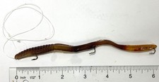Freshwater Artificial Fishing Worm 6 Inch Prerigged Light Brown Pack of 10