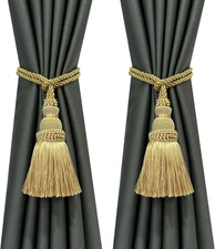 2 Pack Curtain Tie Backs Rope Tassels for Curtains Drape tiebacks 2p Gold