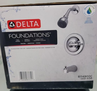 #ad Delta B114900C Foundations Single Handle 1 Spray Tub and Shower Faucet Chrome $62.99