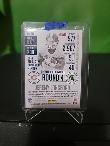 2015 Prestige Extra Points Viola Firme Jeremy Langford Rookie Auto RC - Foto 2 di 2