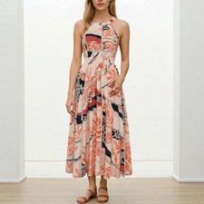 Abel The Label Gemini Vienna Patchwork Maxi Dress Halter Size M