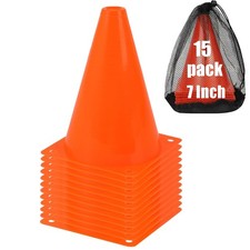 7 Inch Soccer Cones with Carry Bag,15 Pcs Sports Training Cones, Basketball F...