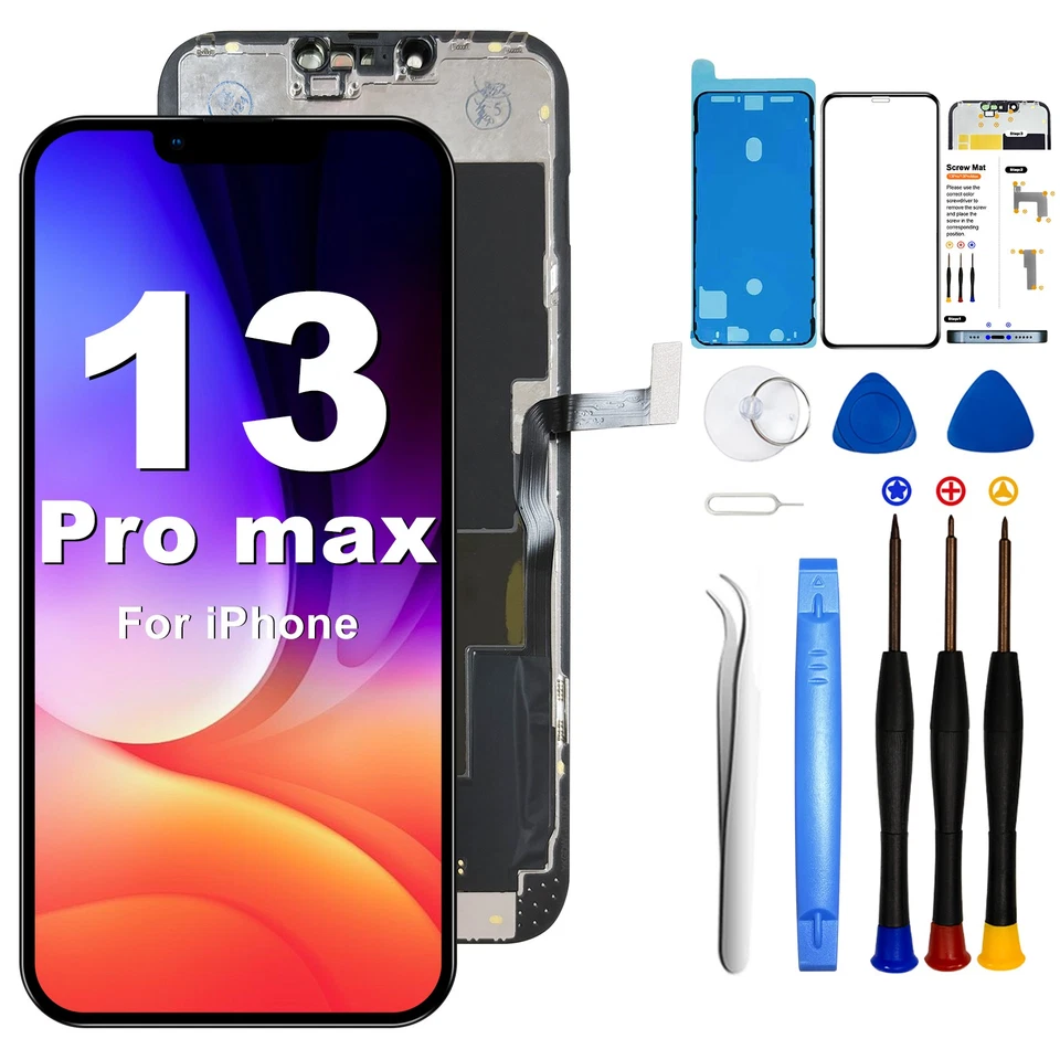 EFAITHFIX Ecran Complet Pour iPhone 13 Pro Max LCD OLED Full HD Vitre Tactile + Outils