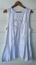 Free People Cutout Eyelet Mini Dress Sleeveless Tunic White Beach S New 121454