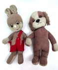 Schuco 1964 Distressed Miko Dog and Flori Rabbit Bigo Bello Dralon Plush 29cm