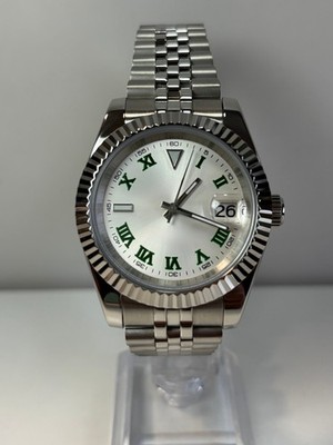 PRIMEMOD Automatic Watch Authentic NH35 Movement Sapphire Glass White Dial Green