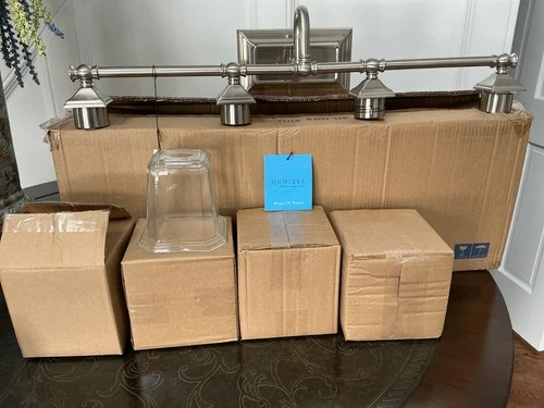 Quoizel NLC8604BN Mid Century Bath Vanity Wall Light, 4-Light Brushed Nickel - Picture 2 of 3