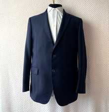 M&S Alfred Brown Jacket Tailored Fit Mens 42R  100% Wool Navy Red Lining VGC