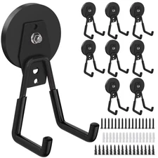 8 Pack Heavy Duty Storage Magnetic Utility Hooks Large Garage Strong Extra Ma...