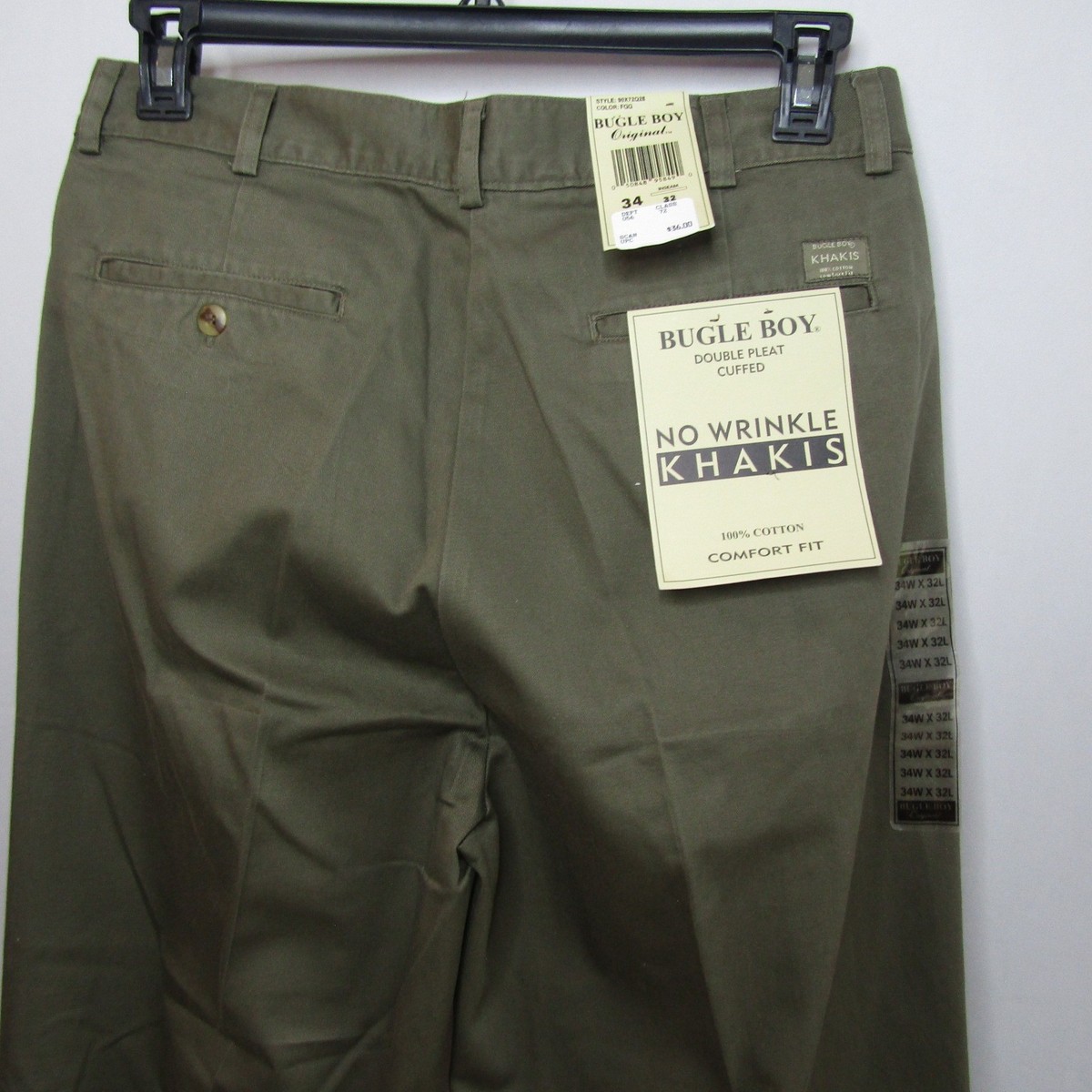 Vintage 90's Bugle Boy Khaki Pants Men's 34x32 Olive Green Double