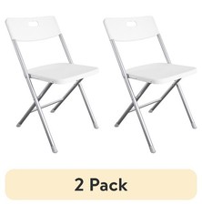 2 pack Resin Seat Back Folding Chair, White