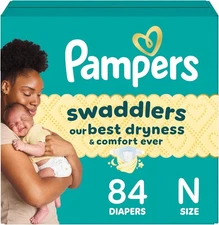 Pampers Baby Diapers - Swaddlers - Size 0 - 84 Count, Ultra Absorbent