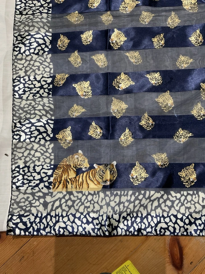 "Bufanda Sam Jo Tiger & Lions de colección oro translúcido plata azul 4"" borde 39x39""" Foto 3 de 4