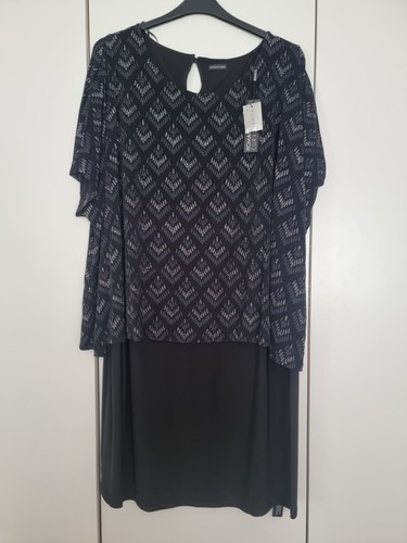 RÖMER schwarz Glitzer verziert Kontrast Kleid Größe 26/28 BRANDNEU MIT ETIKETT - Bild 1 von 22