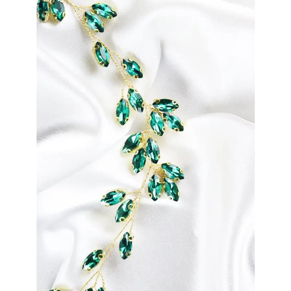 Brauthaarschmuck Ranke-Haarschmuck Hochzeit-Braut Haarschmuck-Brautschmuck Grün- - Bild 4 von 4