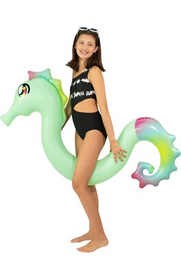 NEW PoolCandy SEAHORSE Ride On Pool Ocean Float Noodle (200 lbs) Inflate Raft