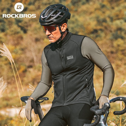 ROCKBROS Bicycle Cycling Vest Thermal Fleece Windproof Outdoor Autumn Winter - Picture 10 of 17