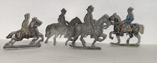 Lot Of 4 Vintage Flat Cast Lead Figures Civil War WW I Soldiers On Horseback