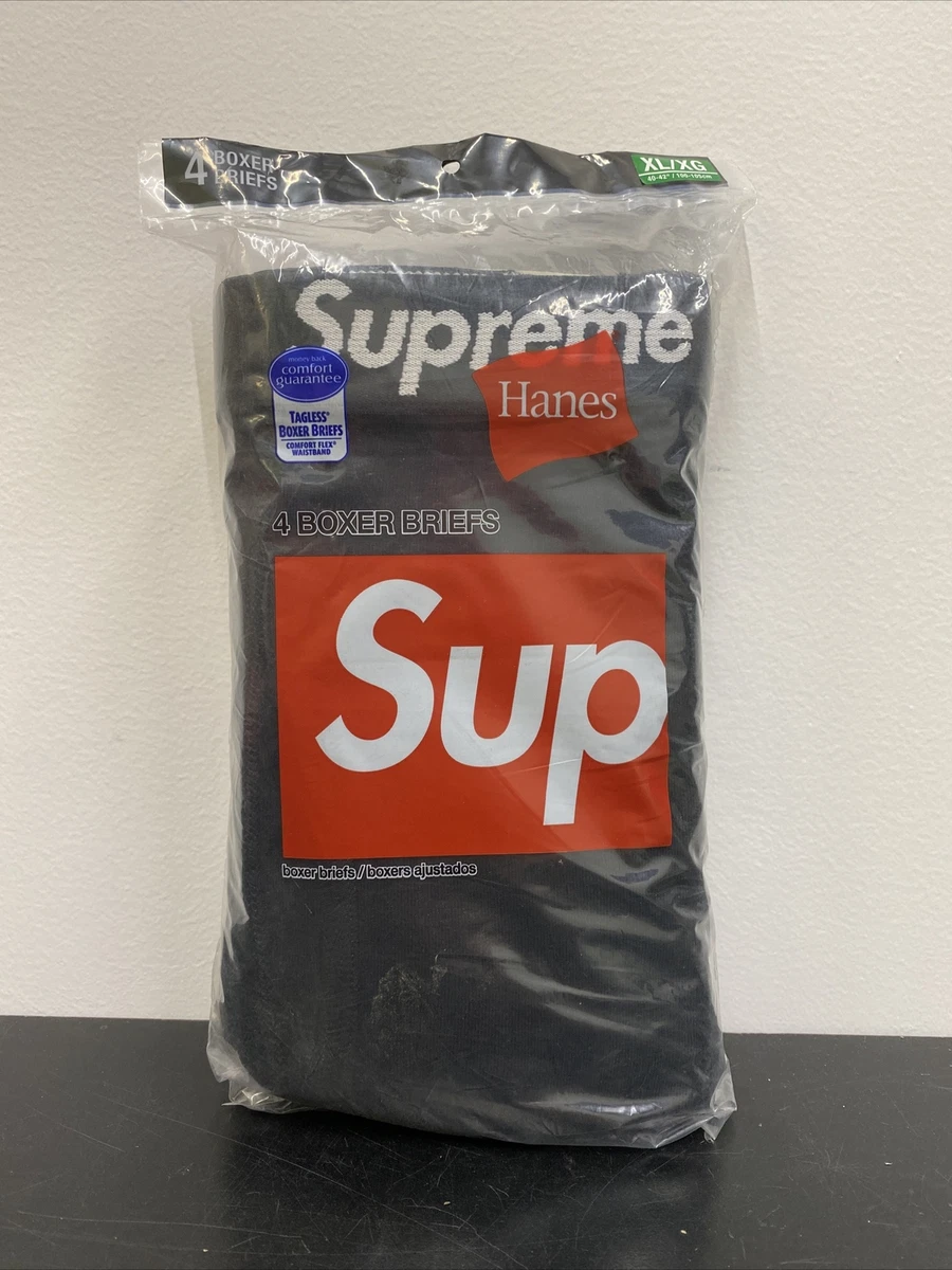 Supreme Hanes Boxer Briefs Black Size XL Pack Of 4 Men's Underwear