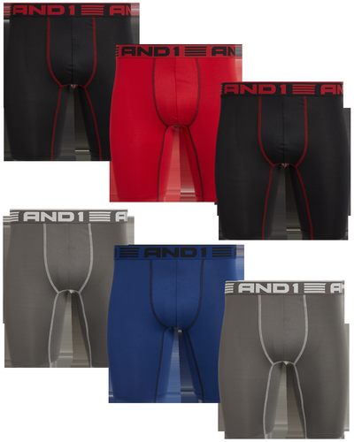 AND1 Herren Unterwäsche Pro Platinum langes Bein Boxershorts, 6er-Pack - Bild 8 von 14