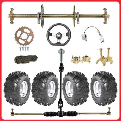 32'' Rear Axle Kit + 8'' Wheels + Steering Assembly For DIY ATV Quad Buggy Go Kart