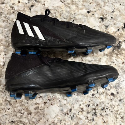 adidas Predator Edge.3 FG Unisex Soccer Cleats Core Black Blue US Sz 4.5 GW2360