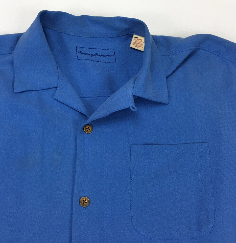 Tommy Bahama Shirt  Medium Blue High Tight Hand Rolled Cigars Parrot Baseball - Image 4 of 4