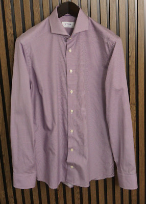Herren Eton Slim Formelles Hemd Passform Baumwolle Größe 40 15 3/4 MLA354