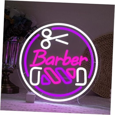 Barber Neon Sign for Barber Shop Decor Colorful Neon Light Round LED Neon Sign 