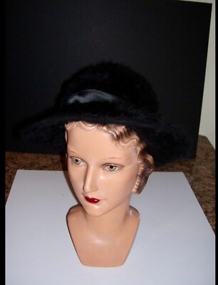 VINTAGE SATIN FURRY HAT 1950 main image 3