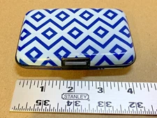 SAFIE RFID Protected Metal Blue Geometric Pattern Credit Card Wallet