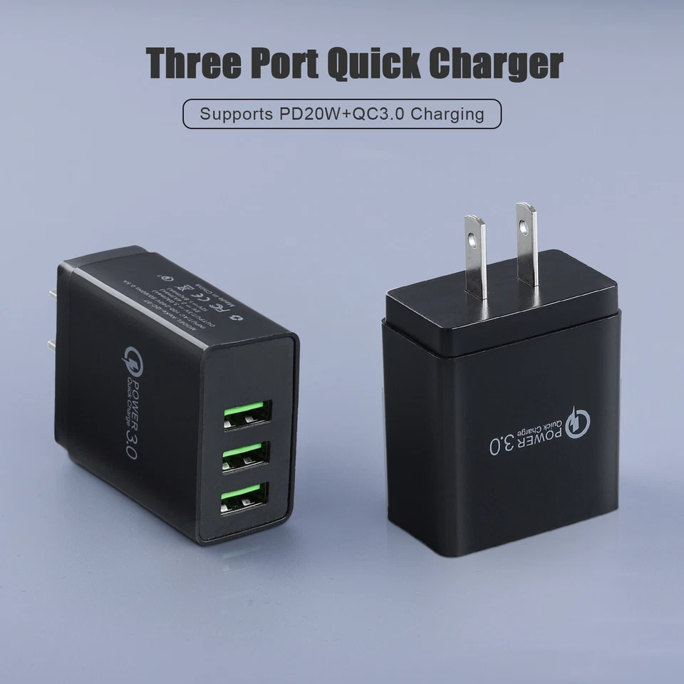 Зарядное устройство настенное быстрое 3 порта зарядный блок телефон USB куб для iPhone iPad Samsung - Изображение 2 из 4