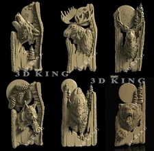 6 Pcs 3D STL Model WILD ANIMALS for CNC Router Aspire Artcam 3D Printer Engraver