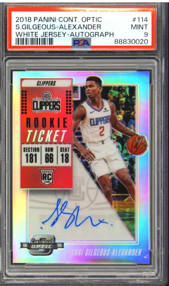 2018 Contenders Optic 114 Shai Gilgeous Alexander White Jersey AUTO Rookie PSA 9 - Image 2 of 3