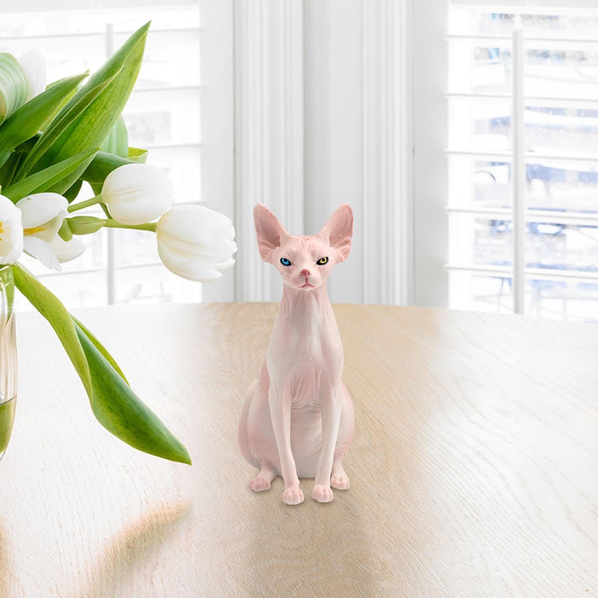 Mini Sphinx Cat Figure Miniature Hairless Cat Model Sphynx Statue