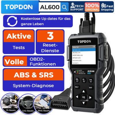 TOPDON AL600 KFZ Profi OBD2 Diagnosegerät Auslesegerät Diagnose Scanner ABS SRS
