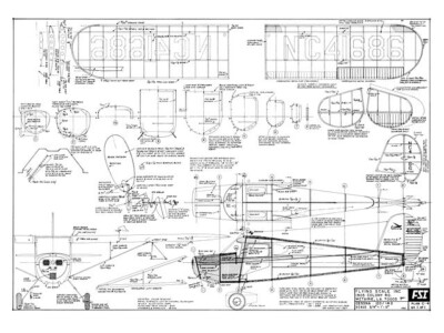 Cessna 120/140 Rubber F/F 25'' Wingspan RC Model Airplane Printed Plans Templates