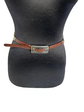 Brighton Belt Skinny Reversible Brown/Black w/Heart Cut Outs Hardware S 26-29”