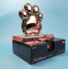 Animal Paw Print Christmas Stocking Holder Hanger Cat Dog Metal Green Mantle New