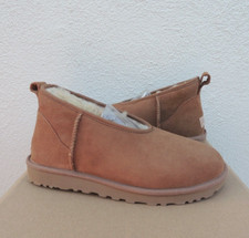 UGG CHESTNUT CLASSIC MICRO MINI SUEDE/ SHEEPSKIN BOOTS, WOMEN US 8/ EUR 39 NIB
