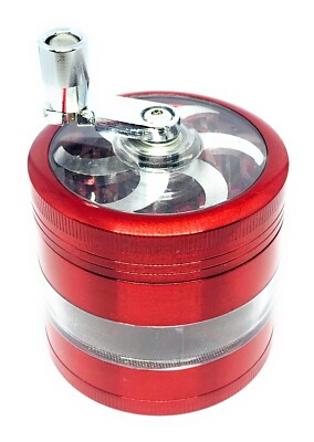 Grinder mit Kurbel 63mm 4-teilig Zink Zerkleinerer Gewürzmühle Tabak Exp  
